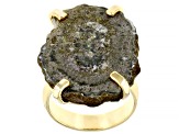 Free-form Rough Stalactite 18k Yellow Gold Over Brass Ring