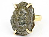 Free-form Rough Stalactite 18k Yellow Gold Over Brass Ring