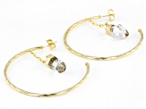 Rough Crystal Quartz 18k Yellow Gold Over Brass Dangle Hoop Earrings