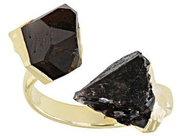 Picture of Free-form Smoky Quartz 18k Yellow Gold Over Brass Bypass Ring