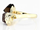 Free-form Smoky Quartz 18k Yellow Gold Over Brass Bypass Ring