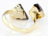 Free-form Smoky Quartz 18k Yellow Gold Over Brass Bypass Ring