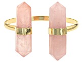 Rose Quartz 18k Yellow Gold Over Brass Cuff Bracelet