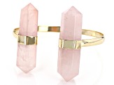 Rose Quartz 18k Yellow Gold Over Brass Cuff Bracelet