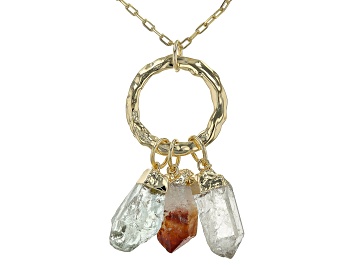 Picture of Prasiolite, Citrine and Rose Quartz 18k Yellow Gold Over Brass Necklace