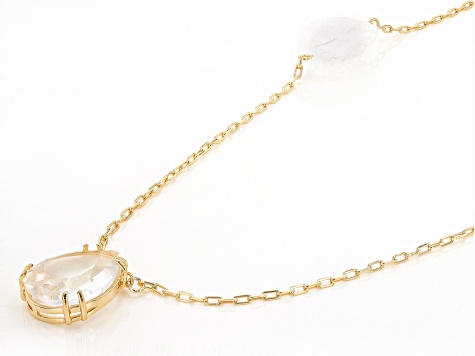 Rough Quartz and Quartz 18k Yellow Gold Over Brass Necklace