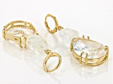 Rough Quartz and Quartz 18k Yellow Gold Over Brass Dangle Earrings