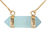 Blue Agate 18k Yellow Gold Over Brass Necklace