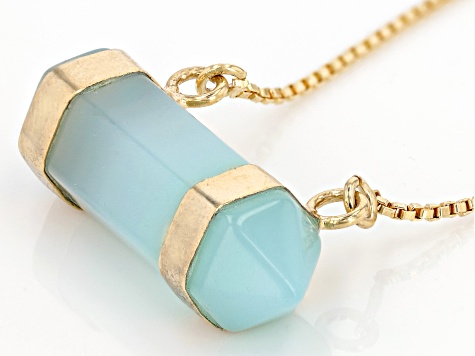 Blue Agate 18k Yellow Gold Over Brass Necklace