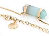 Blue Agate 18k Yellow Gold Over Brass Necklace