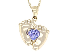 Tanzanite 14K Yellow Gold Pendant with Chain 0.59ct