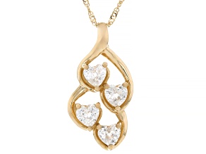 White Zircon 14K Yellow Gold 4-Stone Pendant With Chain 1.13ctw