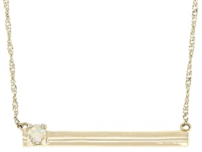 White Ethiopian Opal 10K Yellow Gold Bar Necklace 0.06ct