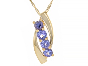 Tanzanite 14K Yellow Gold 4-Stone Pendant With Chain 0.51ctw