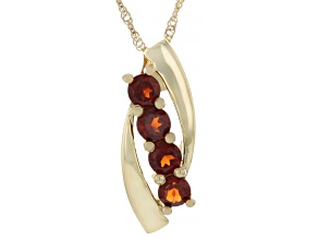 Red Garnet 10K Yellow Gold 4-Stone Pendant With Chain 0.65ctw