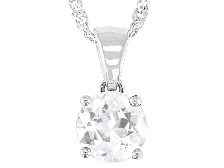 White Zircon Rhodium Over Sterling Silver Solitaire Pendant with Chain 2.05ctw