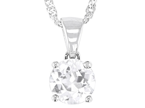 White Zircon Rhodium Over Sterling Silver Solitaire Pendant with Chain 2.05ctw