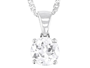 White Zircon Rhodium Over Sterling Silver Solitaire Pendant with Chain 2.05ctw