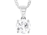 White Zircon Rhodium Over Sterling Silver Solitaire Pendant with Chain 2.05ctw