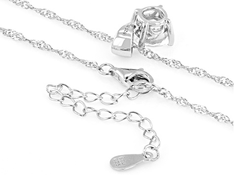 White Zircon Rhodium Over Sterling Silver Solitaire Pendant with Chain 2.05ctw