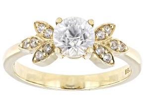 White Zircon 10K Yellow Gold Ring 1.09ctw