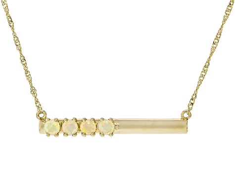 White Ethiopian Opal 14K Yellow Gold 4-Stone Necklace 0.25ctw