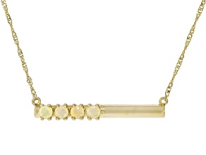 White Ethiopian Opal 14K Yellow Gold 4-Stone Necklace 0.25ctw