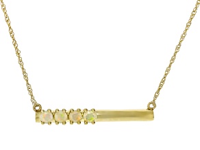 White Ethiopian Opal 10K Yellow Gold 4-Stone Necklace 0.25ctw