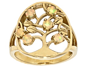 White Ethiopian Opal 14K Yellow Gold Ring 0.38ctw