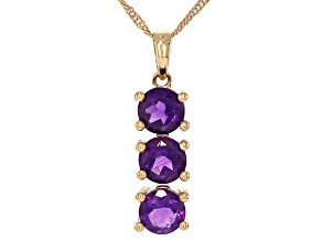 Purple Amethyst 10K Yellow Gold Pendant with Chain 1.01ctw
