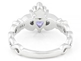 Blue Tanzanite Rhodium Over Sterling Silver Ring 0.59ct