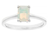 White Ethiopian Opal Rhodium Over Sterling Silver Solitaire Ring 0.45ct