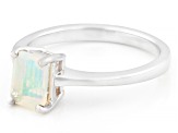 White Ethiopian Opal Rhodium Over Sterling Silver Solitaire Ring 0.45ct