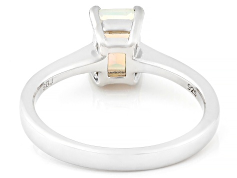 White Ethiopian Opal Rhodium Over Sterling Silver Solitaire Ring 0.45ct