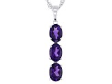 Purple African Amethyst Rhodium Over Sterling Silver Pendant with Chian 1.75ctw