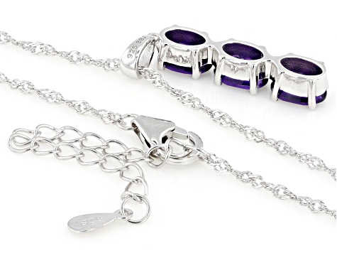 Purple African Amethyst Rhodium Over Sterling Silver Pendant with Chian 1.75ctw