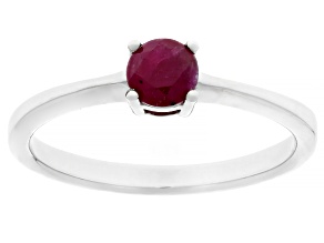 Red Ruby Rhodium Over Sterling Silver Solitaire Ring 0.20ct