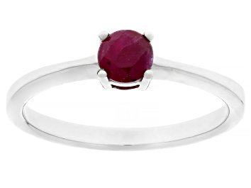 Picture of Red Ruby Rhodium Over Sterling Silver Solitaire Ring 0.20ct