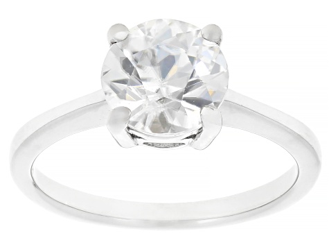 White Zircon Rhodium Over Sterling Silver Solitaire Ring 2.05ct