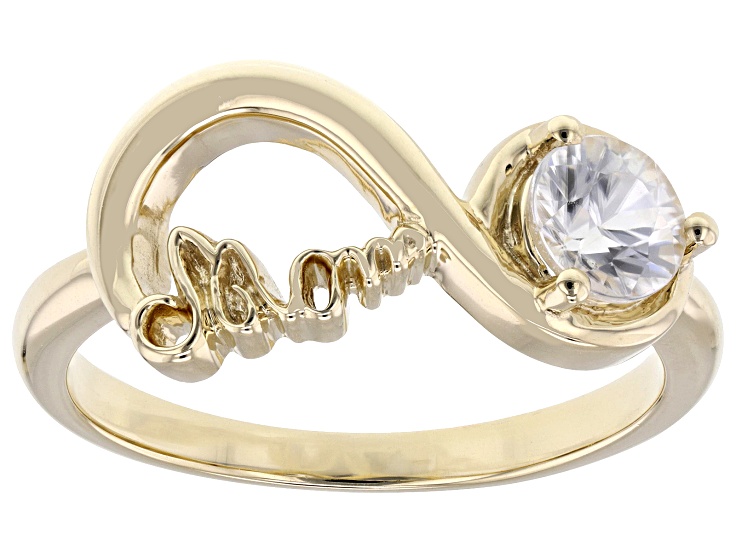 White Zircon 14K Yellow Gold Infinity Ring 0.68ct