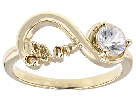 White Zircon 14K Yellow Gold Infinity Ring 0.68ct