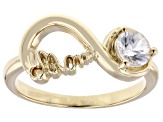 White Zircon 14K Yellow Gold Infinity Ring 0.68ct