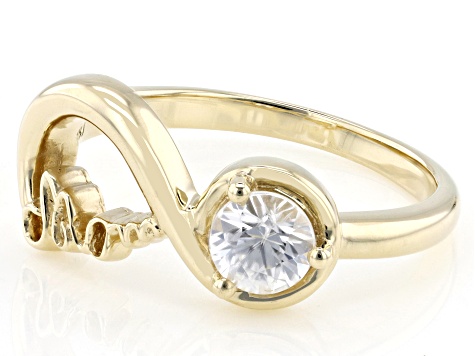 White Zircon 14K Yellow Gold Infinity Ring 0.68ct