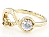 White Zircon 14K Yellow Gold Infinity Ring 0.68ct