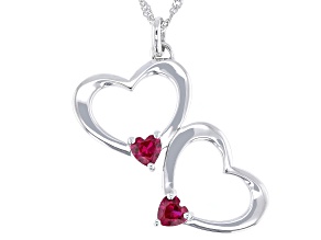 Red Lab Created Ruby Rhodium Over Sterling Silver Pendant with Chain 1.09ctw