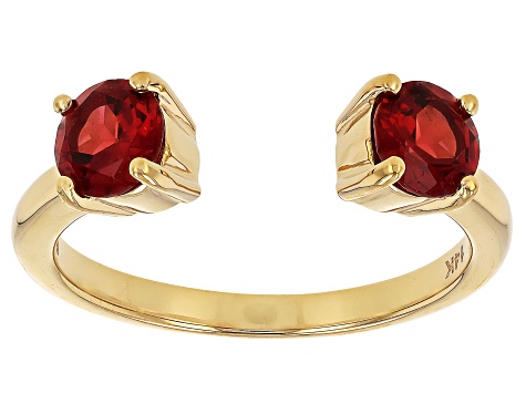 Red Garnet 14K Yellow Gold Cuff Ring 1.00ctw