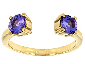Blue Tanzanite 10K Yellow Gold Cuff Ring 0.73ctw