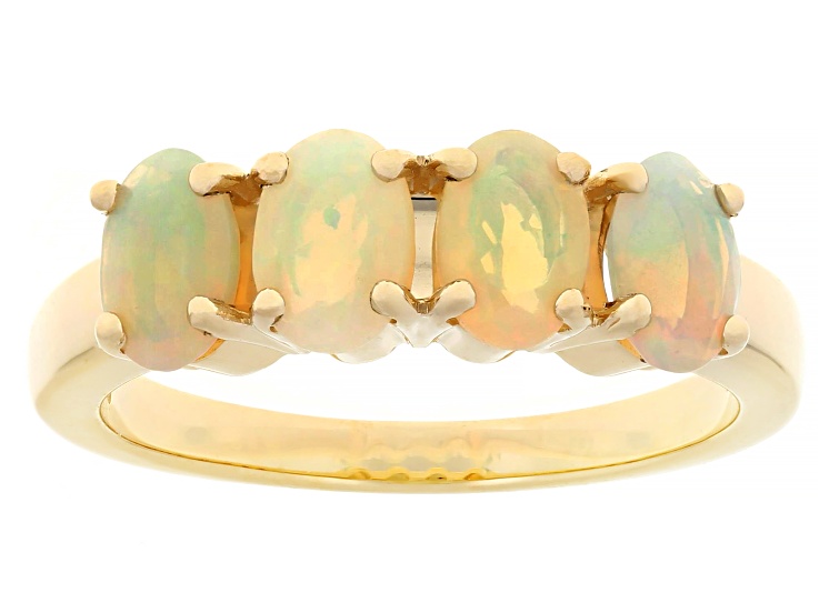 White Opal 14K Yellow Gold 4-Stone Ring 0.76ctw
