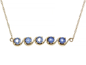 Blue Sapphire 10K Yellow Gold Necklace 1.18ctw