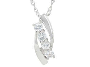 White Zircon Rhodium Over Sterling Silver 4-Stone Pendant With Chain 0.62ctw